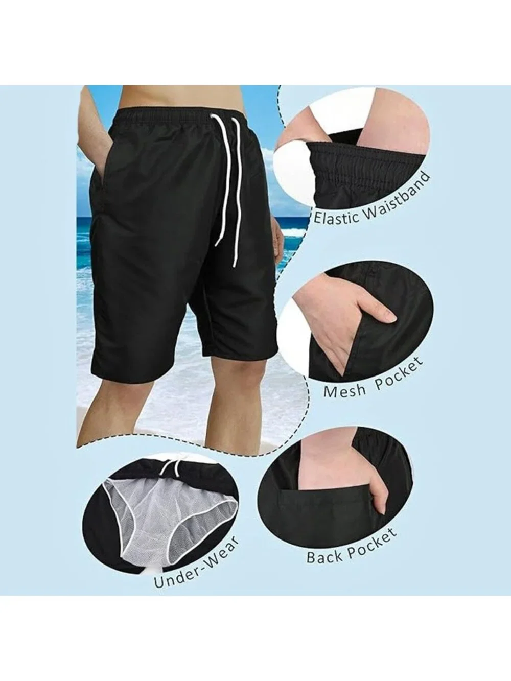 Men's Swim Trunks Shorts Beach Shorts Quick Dry 11